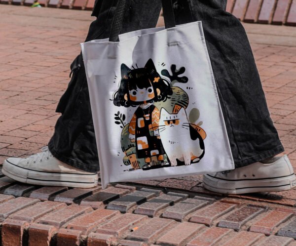 Gato y niña - Tote Bag