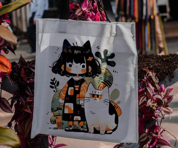 Gato y niña - Tote Bag - Imagen 2