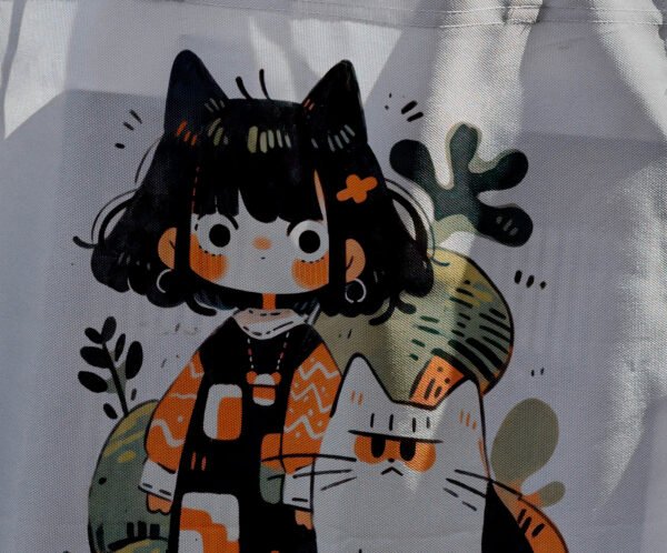 Gato y niña - Tote Bag - Imagen 3